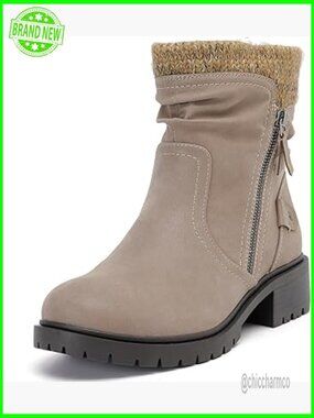 Wide Width Ankle Boots Low Heel Side Zipper Slouchy Mid Calf Booties